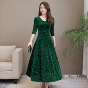Elise Campbell | Embossed Velvet Midi Dress For Women