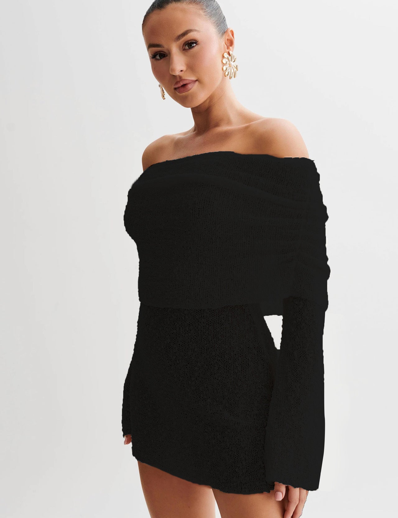 Isla Kelly | Off-Shoulder Knit Mini Dress For Women