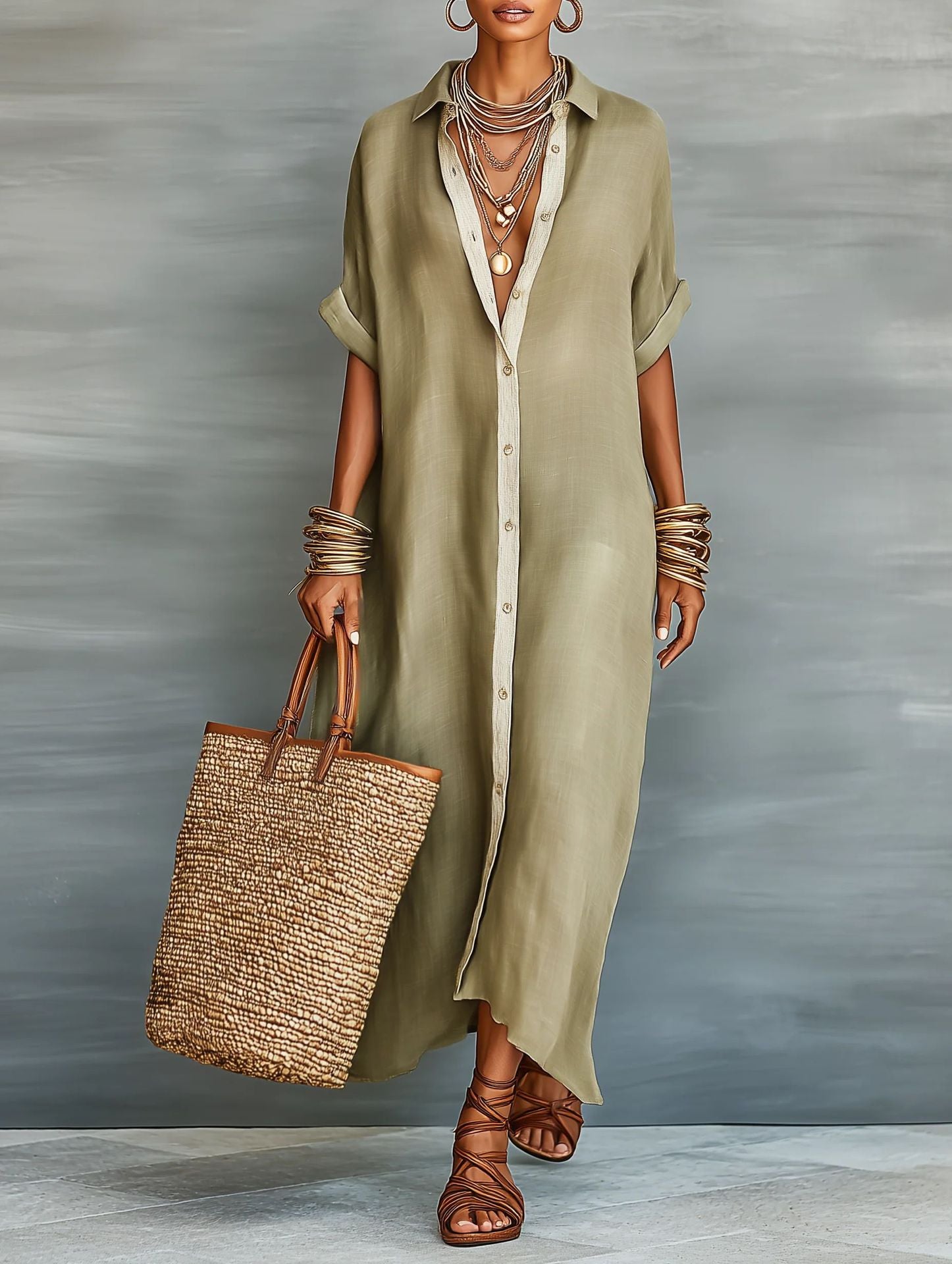 Elise Turner | Relaxed Lapel Maxi Dress For Women