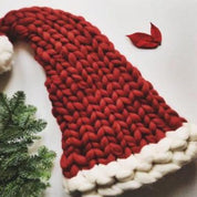 Ruby Frost | Red Chunky Knit Christmas Santa Hat Unisex