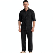 Valerio Gilgate | Linen-Look Shirt And Trousers Set For Men
