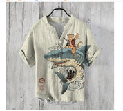 Filippo Rushcombe | Art Print Linen-Look Short Sleeve Shirt For Men