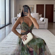 Benedetta Linshaw | Watercolour Floral Mesh Maxi Dress For Women