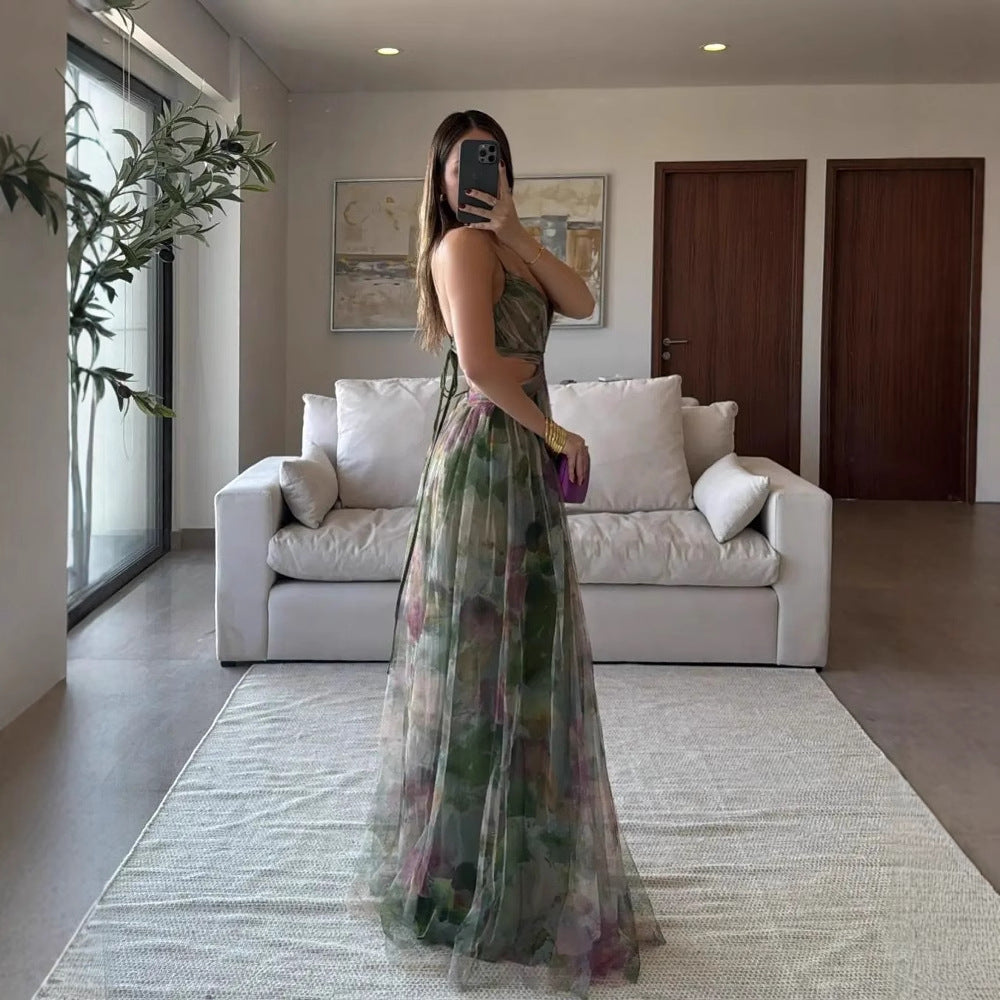 Benedetta Linshaw | Watercolour Floral Mesh Maxi Dress For Women