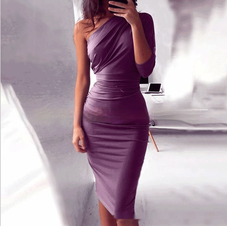Gabriella Uffdale | One-Shoulder Ruched Bodycon Midi Dress For Women