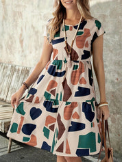 Marnie Costello | Tiered Geometric Print Midi Dress For Women