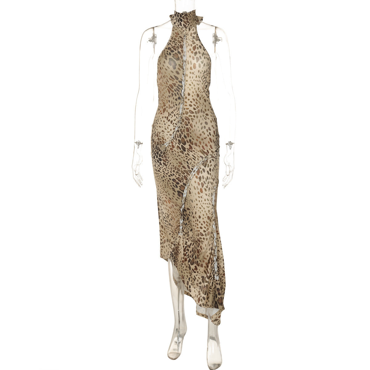 Poppy Sinclair | Leopard Print Halter Maxi Dress For Women