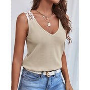 Lily Harris | Waffle Knit Lace-Trim Tank Top For Women