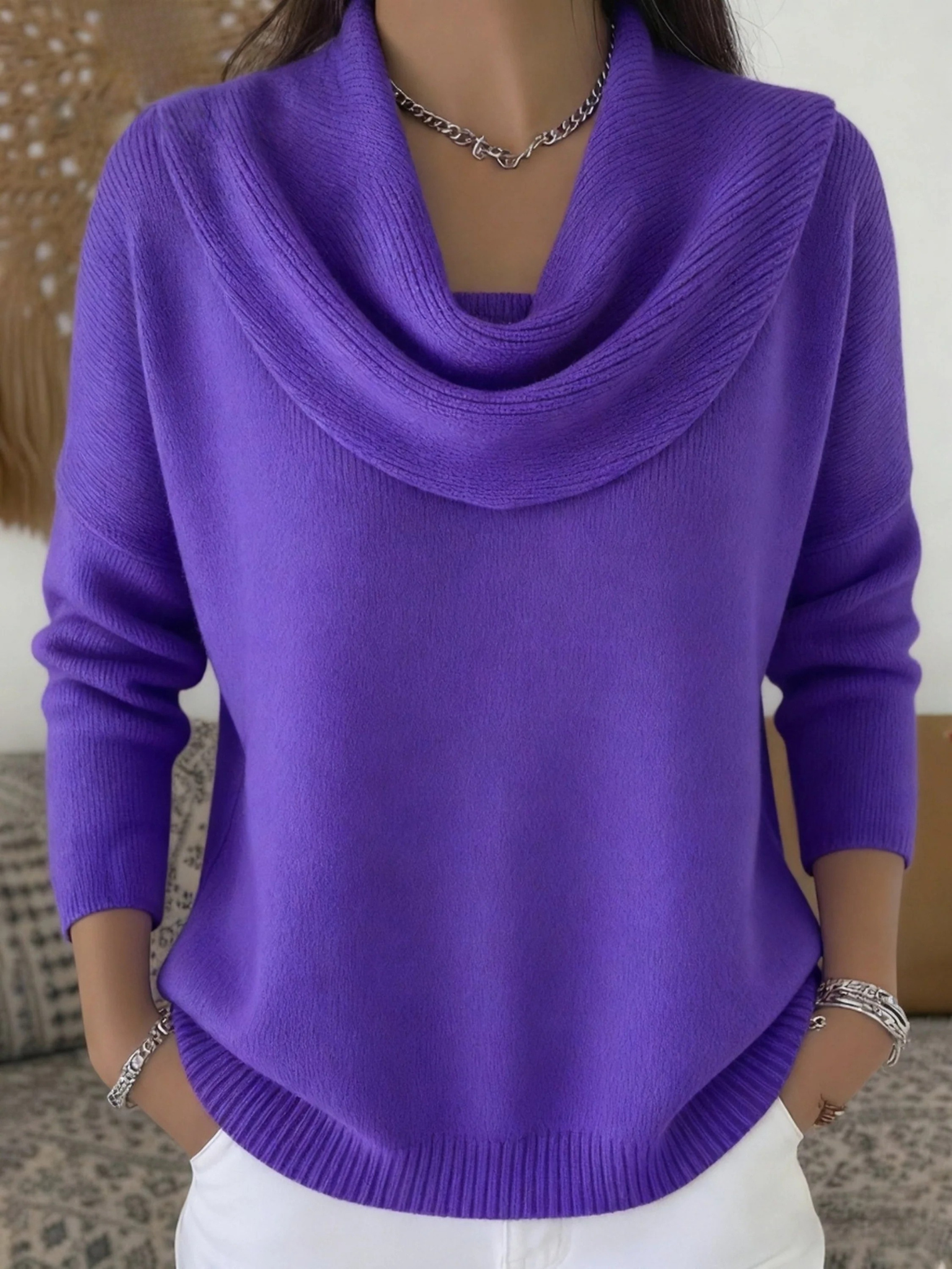 Victoria Sinclair | Soft Knit Cowl Neck Sweater For Women