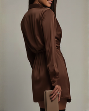Aurelia Blackwood | Satin Wrap Mini Dress For Women