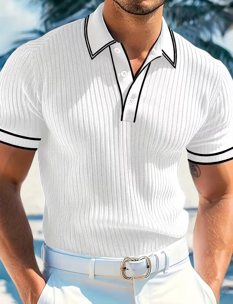 Hugo Prescott | Color-Blocked Short Sleeve Polo Shirt For Men