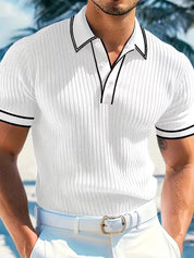 Hugo Prescott | Color-Blocked Short Sleeve Polo Shirt For Men