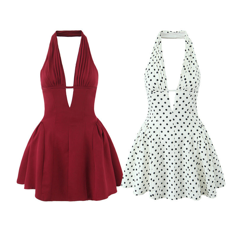 Phoebe Turner | Polka Dot Halter Mini Dress For Women
