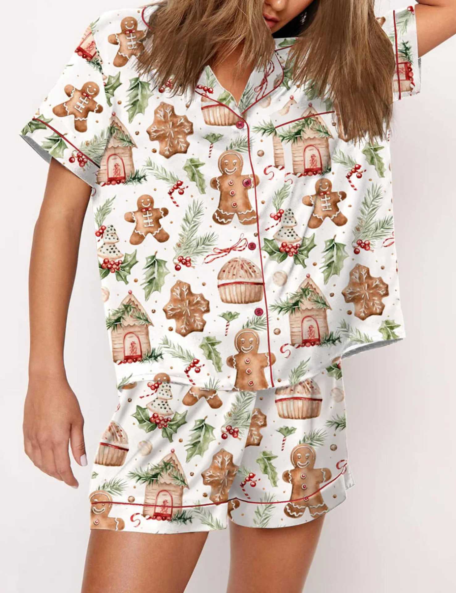 Tinsel Town | Black Candy Cane Print Christmas Pyjamas For Women