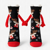 Joy | Red Santa Hand-Holding Christmas Socks Unisex & Couples