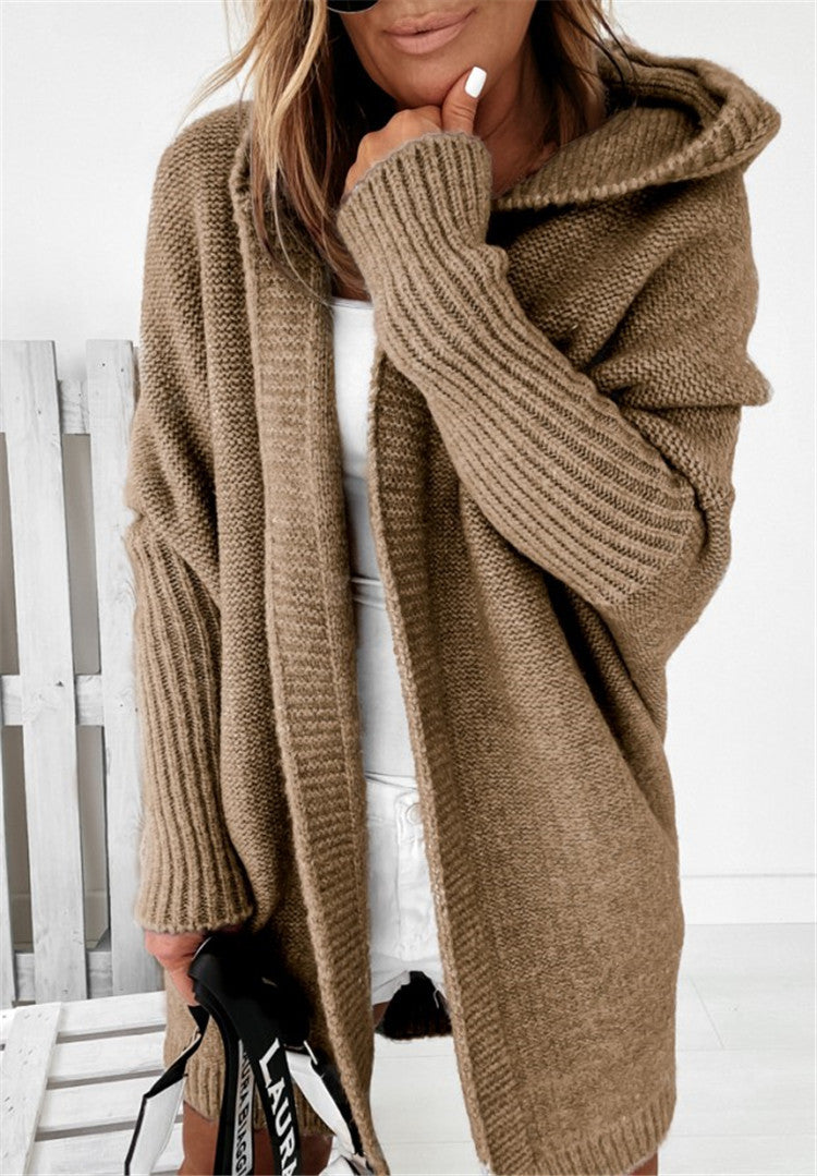 Elise Thornton | Oversized Hooded Knit Cardigan For Women