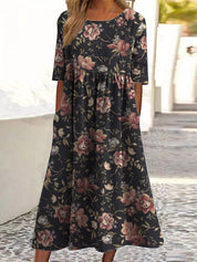 Tina Colebridge | Floral Print Half Sleeve Midi Dress For Women