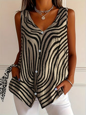 Jade Thompson | Wave Print Sleeveless Blouse For Women