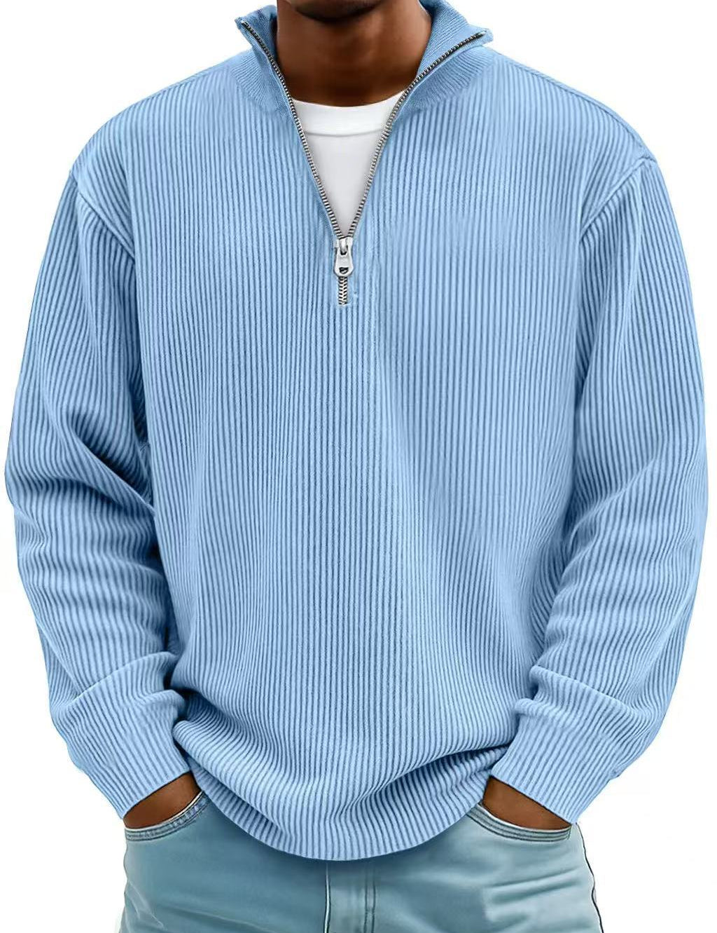 Liam Robertson | Ribbed Corduroy Quarter-Zip Sweatshirt For Men