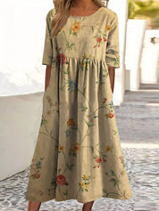 Tina Colebridge | Floral Print Half Sleeve Midi Dress For Women