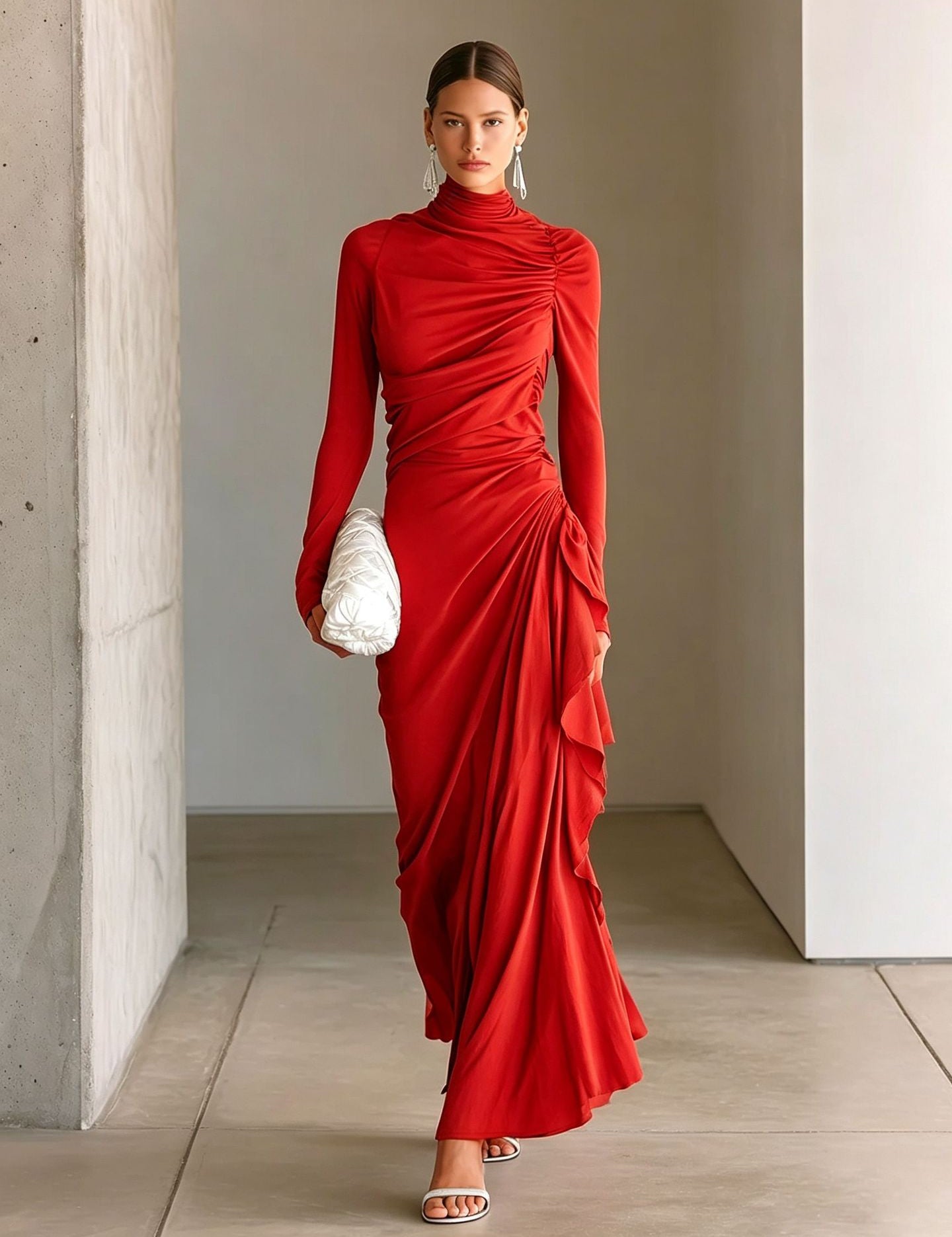 Imogen Wright | High-Neck Draped Maxi Dress For Women