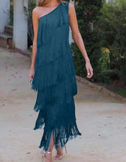 Georgia King | One-Shoulder Tassel Maxi Dress For Women