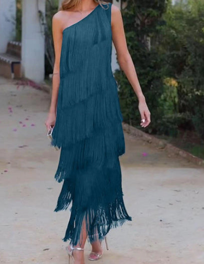 Georgia King | One-Shoulder Tassel Maxi Dress For Women