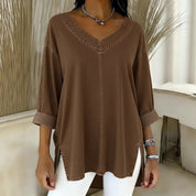 Clarissa Dunmore | Relaxed Denim V-Neck Top For Women