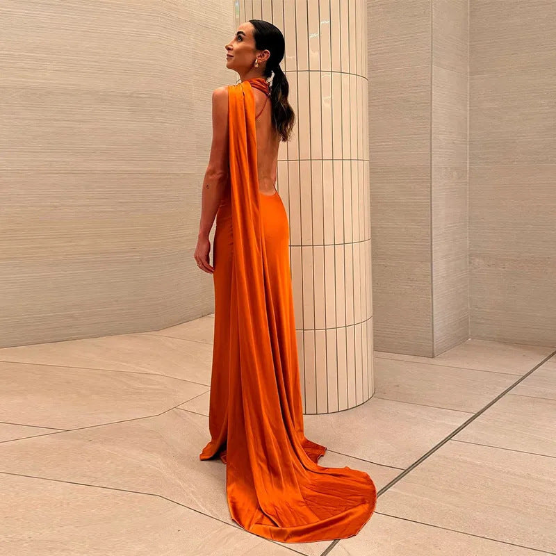 Georgia Mitchell | Satin Halter Maxi Dress For Women