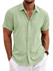 Cesare Crandale | Short Sleeve Linen-Look Summer Shirt For Men