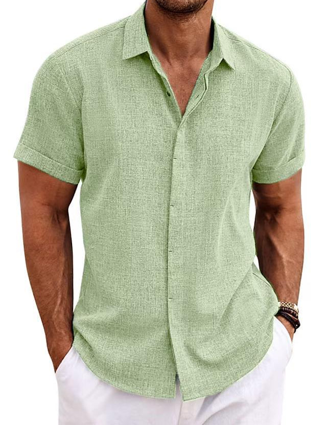 Cesare Crandale | Short Sleeve Linen-Look Summer Shirt For Men