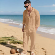 Valerio Gilgate | Linen-Look Shirt And Trousers Set For Men