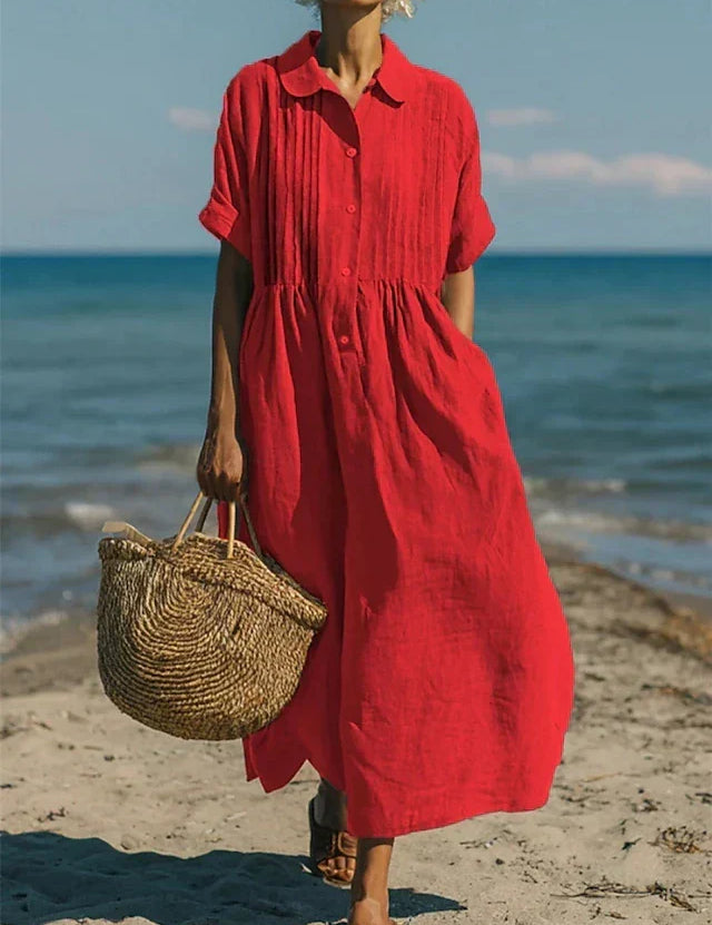 Harper Sutton | Pintuck Linen Maxi Shirt Dress For Women