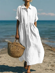 Harper Sutton | Pintuck Linen Maxi Shirt Dress For Women