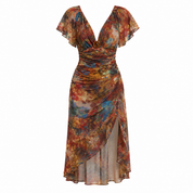 Amelia Jones | Floral V-Neck Midi Dress For Women