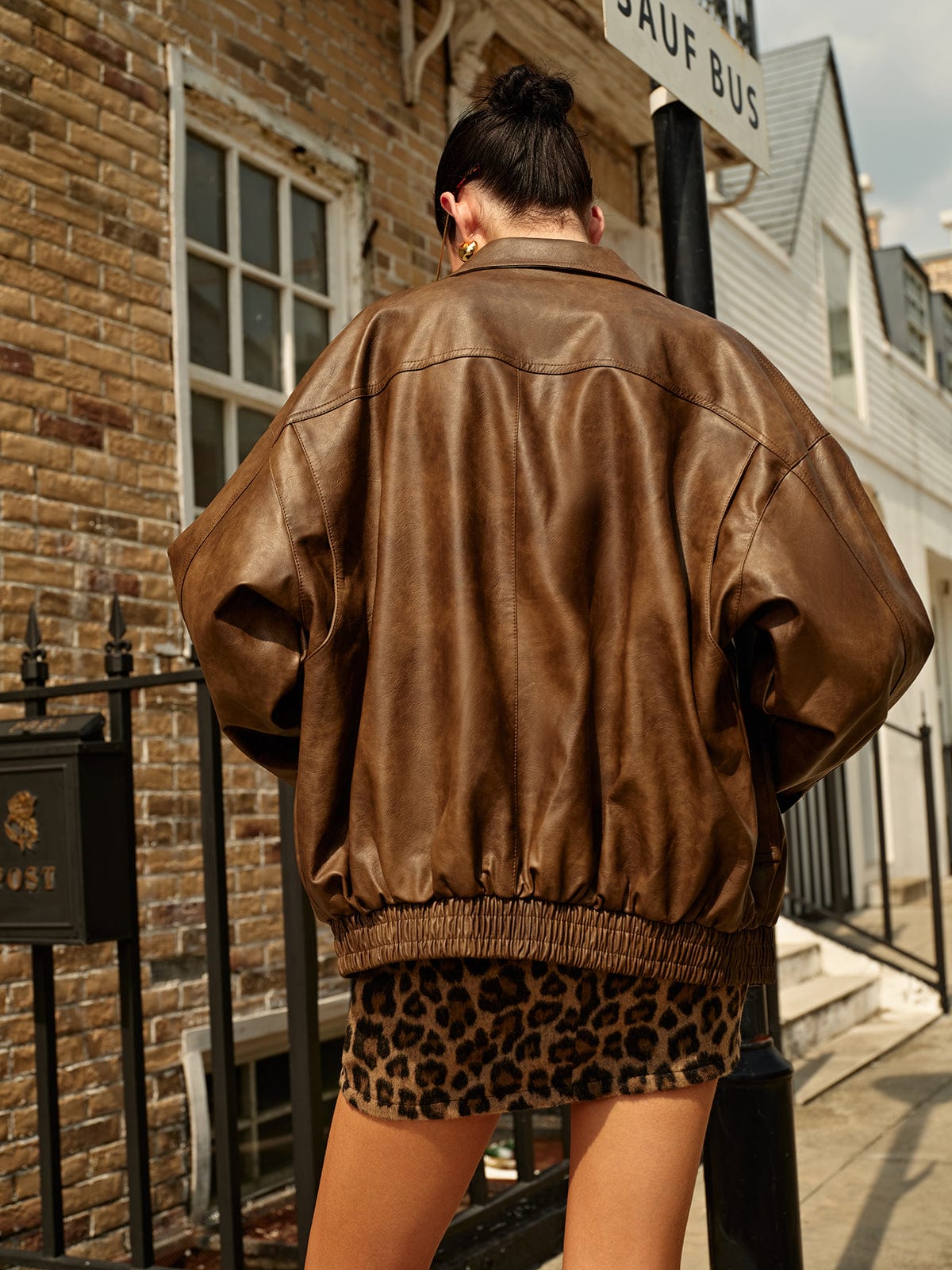 Charlotte Hayes | Oversized PU Leather Bomber Jacket For Women
