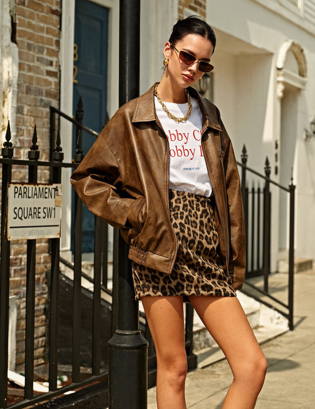 Charlotte Hayes | Oversized PU Leather Bomber Jacket For Women