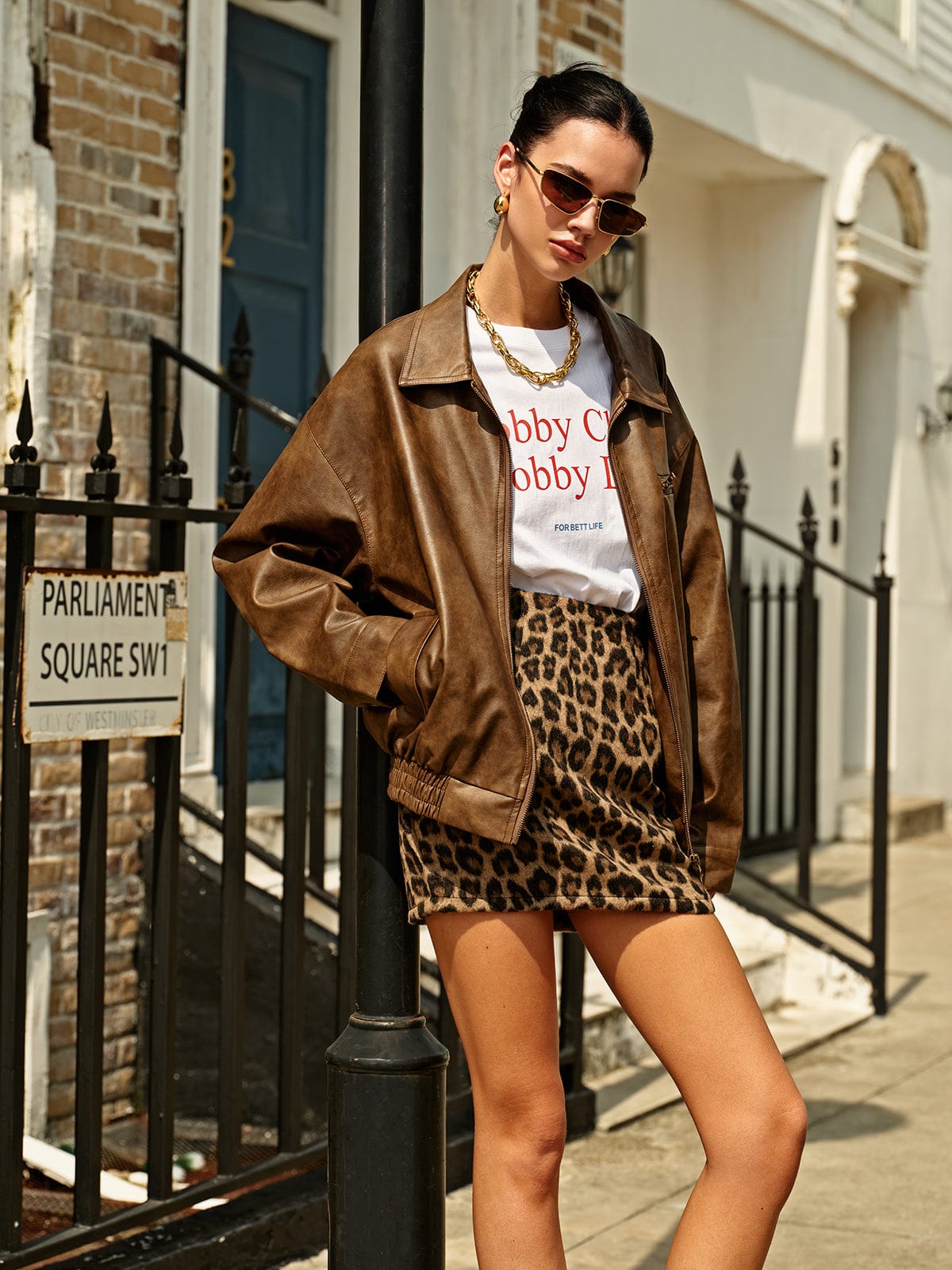 Charlotte Hayes | Oversized PU Leather Bomber Jacket For Women