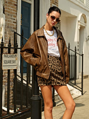 Charlotte Hayes | Oversized PU Leather Bomber Jacket For Women