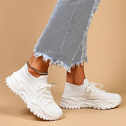Zoe Parker | White Lace-Up Fashion Sneakers For Women