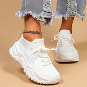 Zoe Parker | White Lace-Up Fashion Sneakers For Women