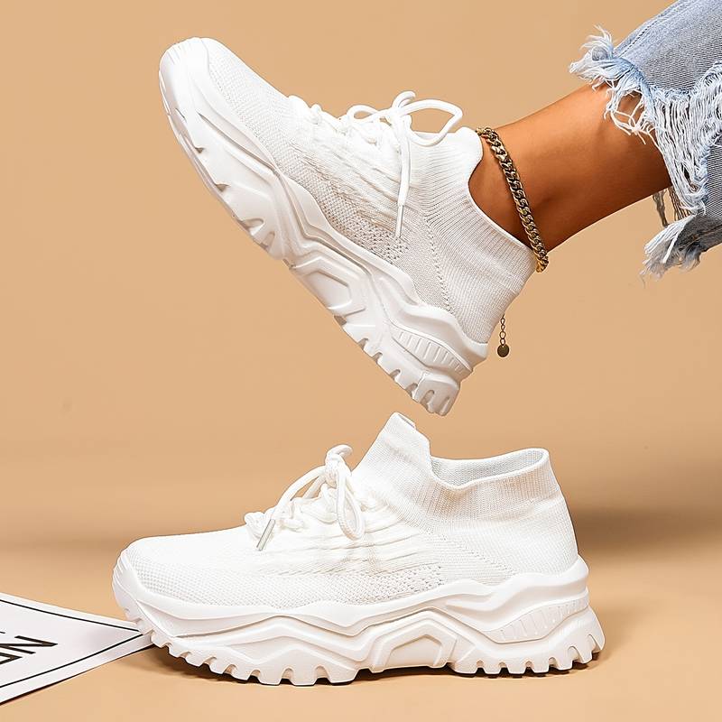 Zoe Parker | White Lace-Up Fashion Sneakers For Women