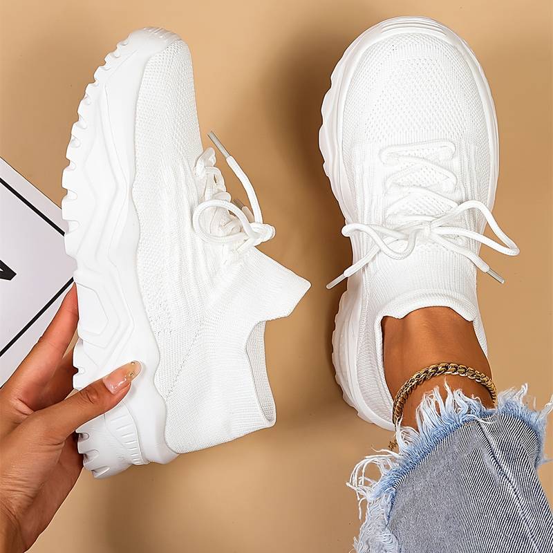 Zoe Parker | White Lace-Up Fashion Sneakers For Women