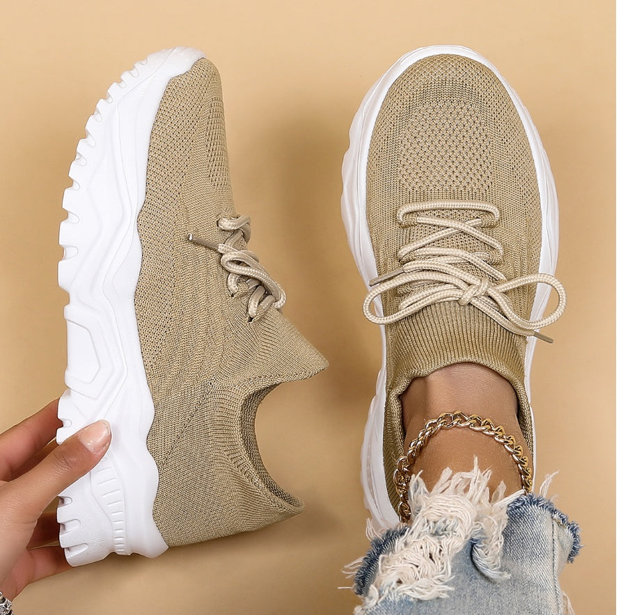 Zoe Parker | White Lace-Up Fashion Sneakers For Women