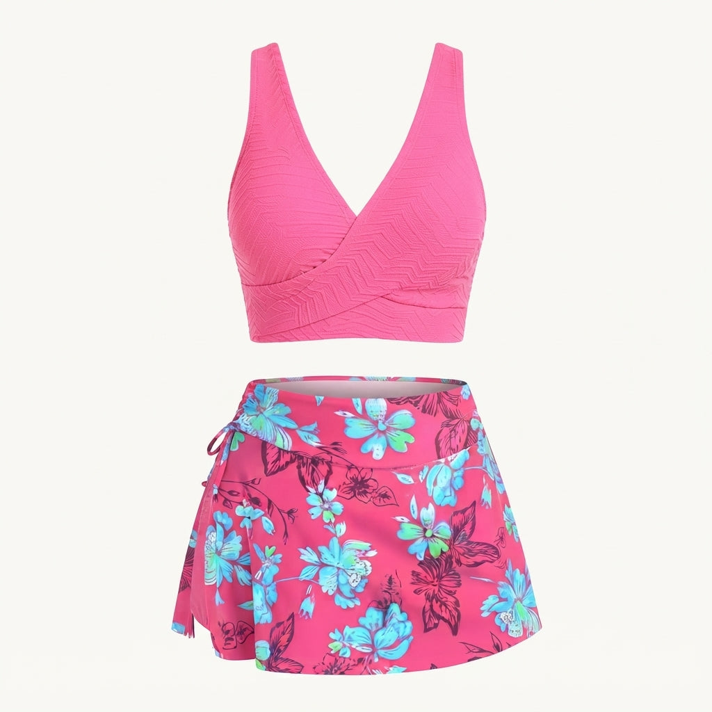 Annabel Fairfax | Floral Halter Swim Skirt Set For Women