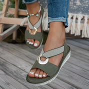 Amelia Cross | Crossover Strap Sandals With Gold Buckle For Women