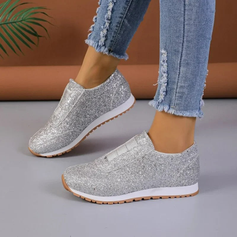 Brianna Scott | Glitter Slip-On Fashion Sneakers For Women