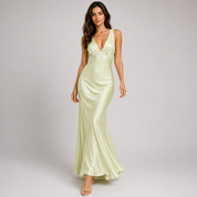 Charlotte Sinclair | Satin Maxi Evening Dress For Women