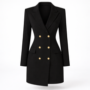 Olivia Bramwell | Luxury Blazer Mini Dress with Gold Buttons For Women