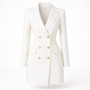 Olivia Crestwood | Black Blazer Mini Dress with Gold Buttons For Women
